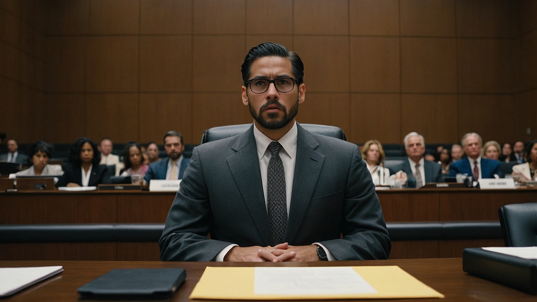 A man using a tuxedo he is testifying